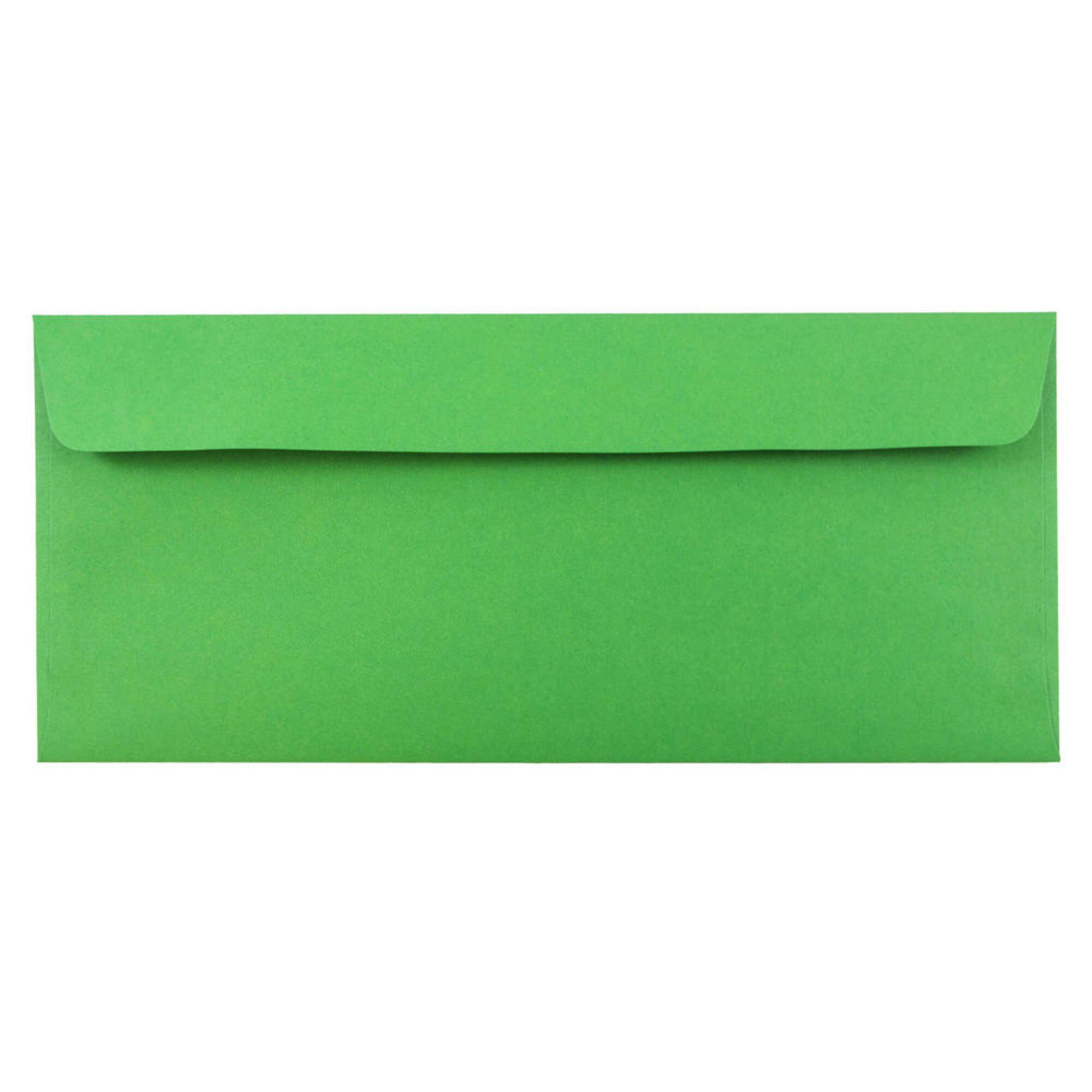 JAM Paper 4.125" x 9.5" Green Peel & Seal Closure Business Envelopes